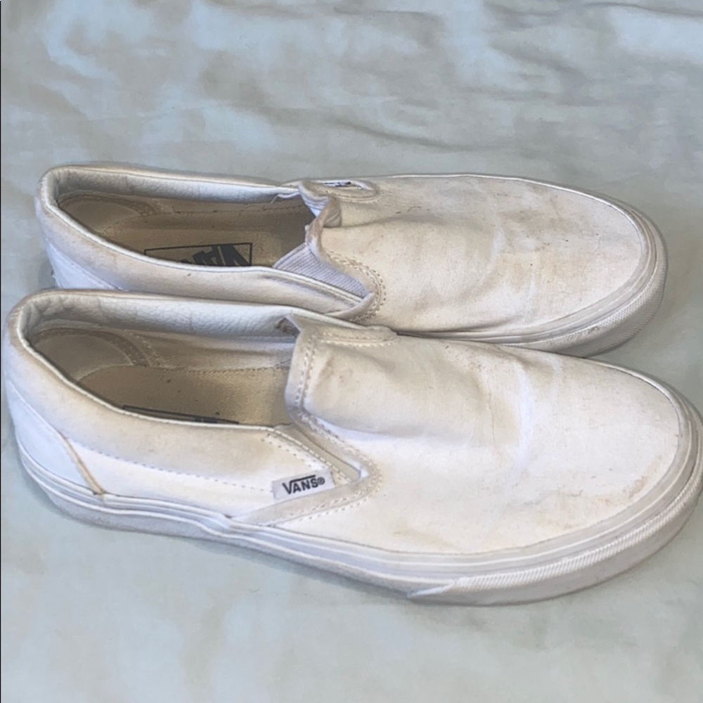 white slip on vans